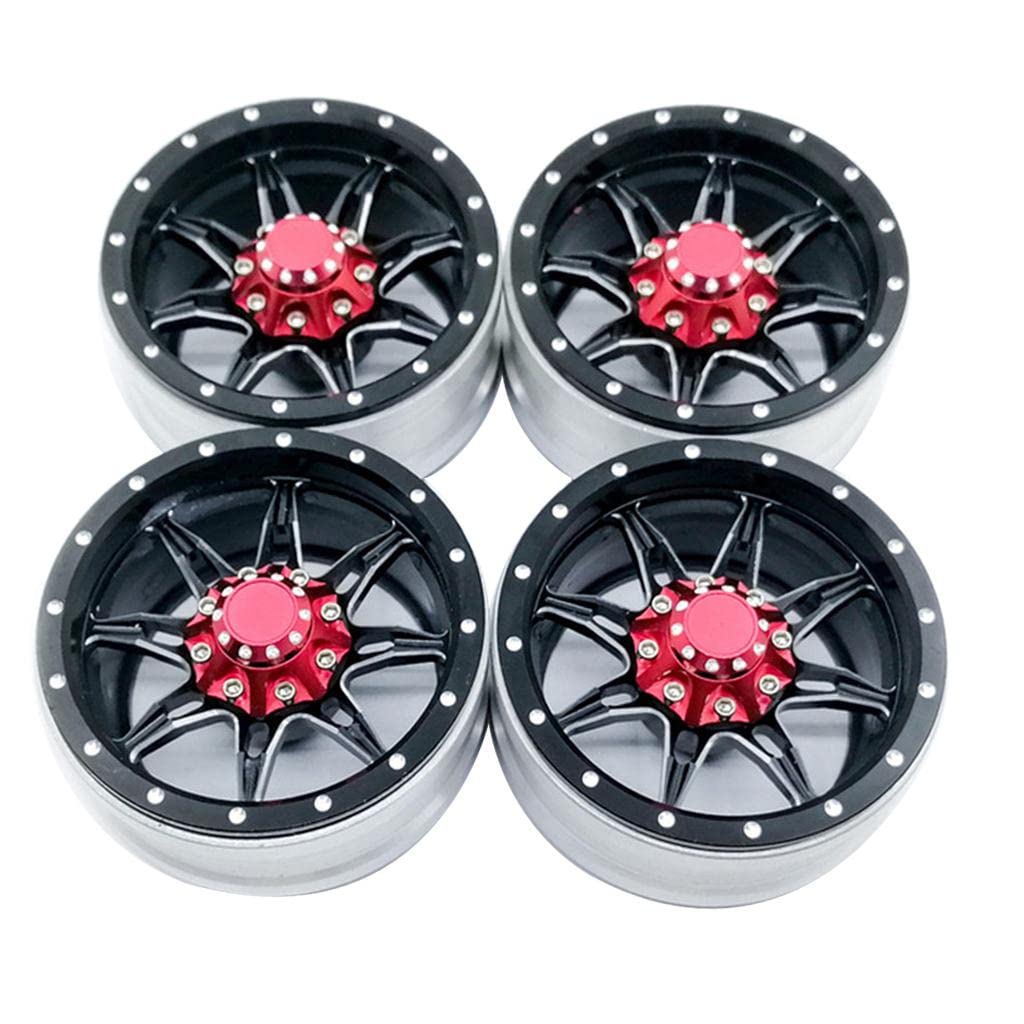 LOOM TREE® 4 Pieces 1/10 Rc Car Wheel Rims Set for Rc Rock Crawler Upgrade Parts Black | 4 Pieces Rc Wheel Rims