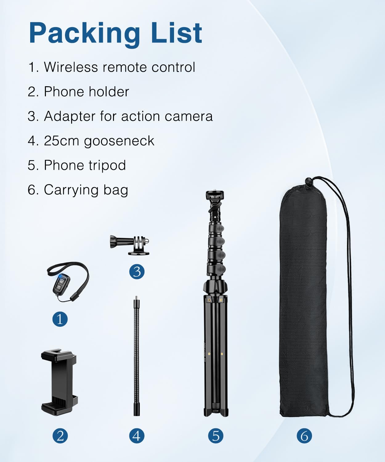 JOILCAN 200cm Statyw do Telefonu z Elastycznym Szwankiem 25cm i Pilotem, Aluminiowy Rozsuwany Lekki Statyw do Smartfona do iPhone 17/16/15/Pro Max, Przenośny Statyw do Aparatu Sony DSLR i Actioncams