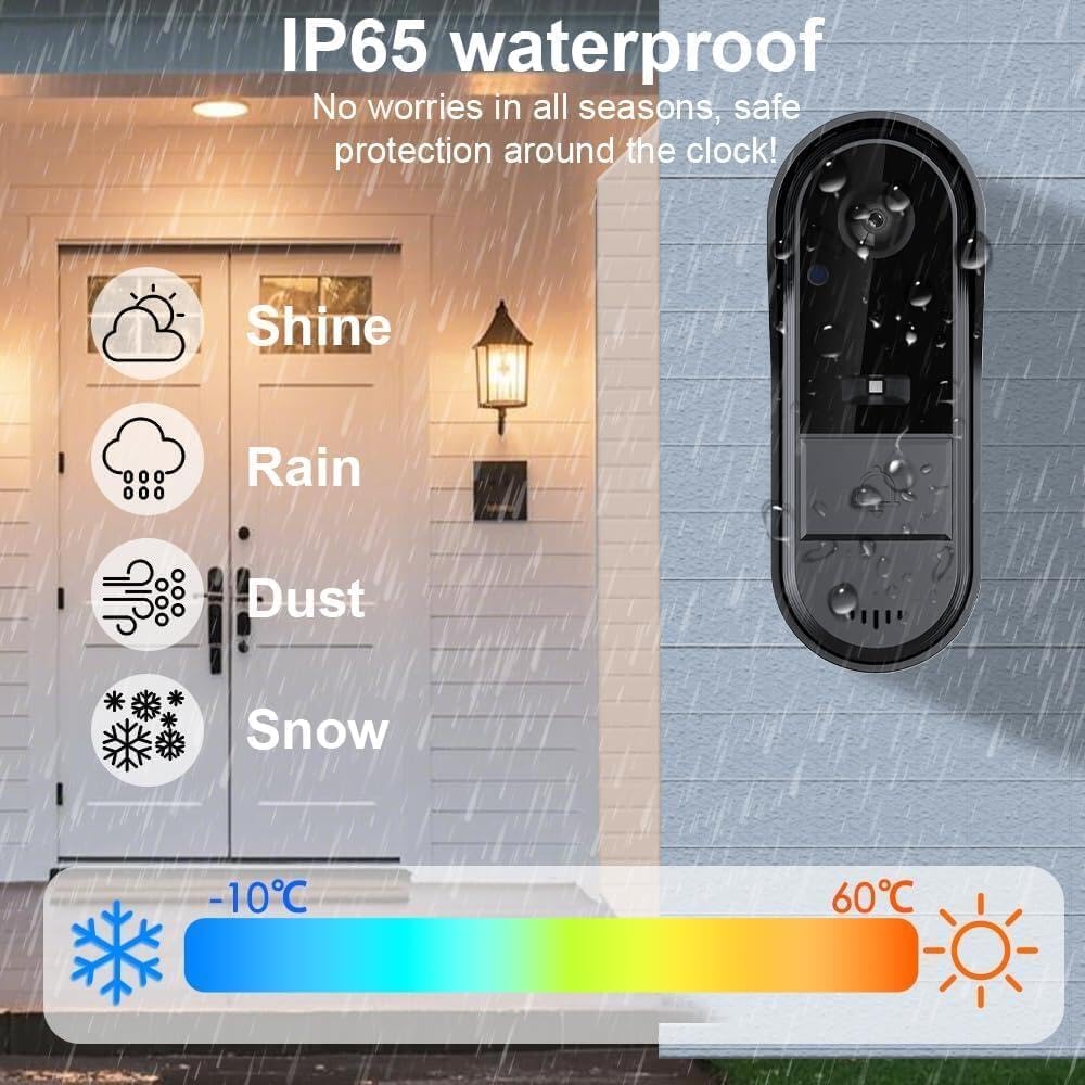 Sonnette sans Fil avec Caméra Exterieur étanche avec Écran 4.3" Visiophone Vidéo Interphone sans Fil sans WiFi Abonnement Bidirectionnel Vision Nocturne Appuyez Longuement pour Réveiller la Sonnette