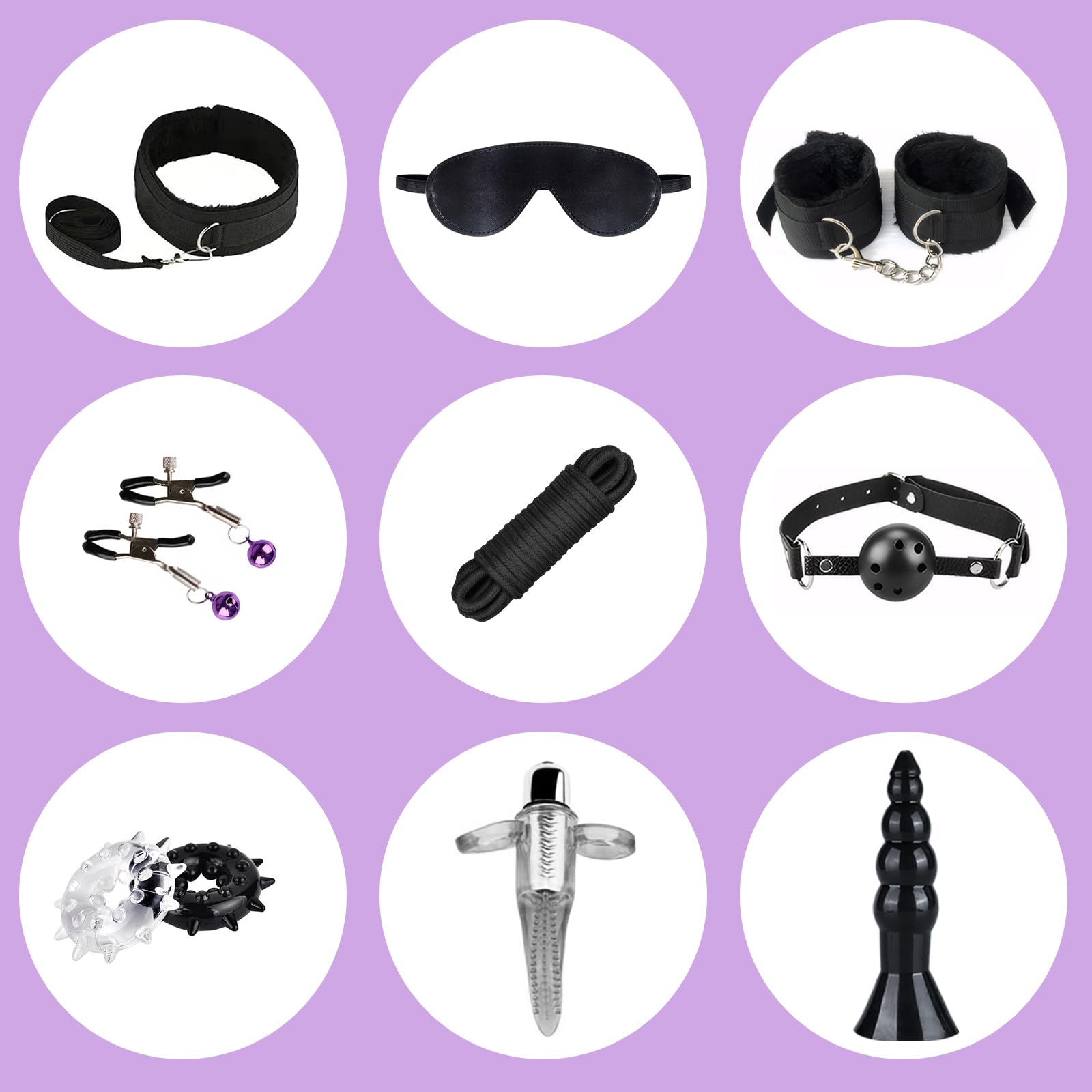 Ninonly Kit de Jeu de Rôle Adulte 15 Pièces – Accessoires Premium pour Couples Noir