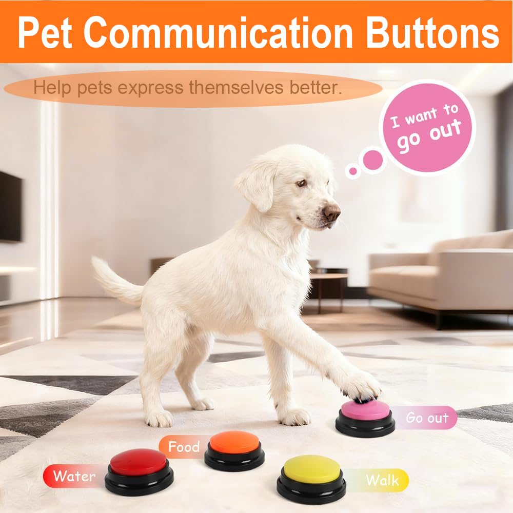 Cablelera Buzzer Enregistrable 6pièces, Bouton de Communication pour Chien avec Enregistrement de 30 Secondes Buzzer Sonore, Bouton Communication pour Animaux