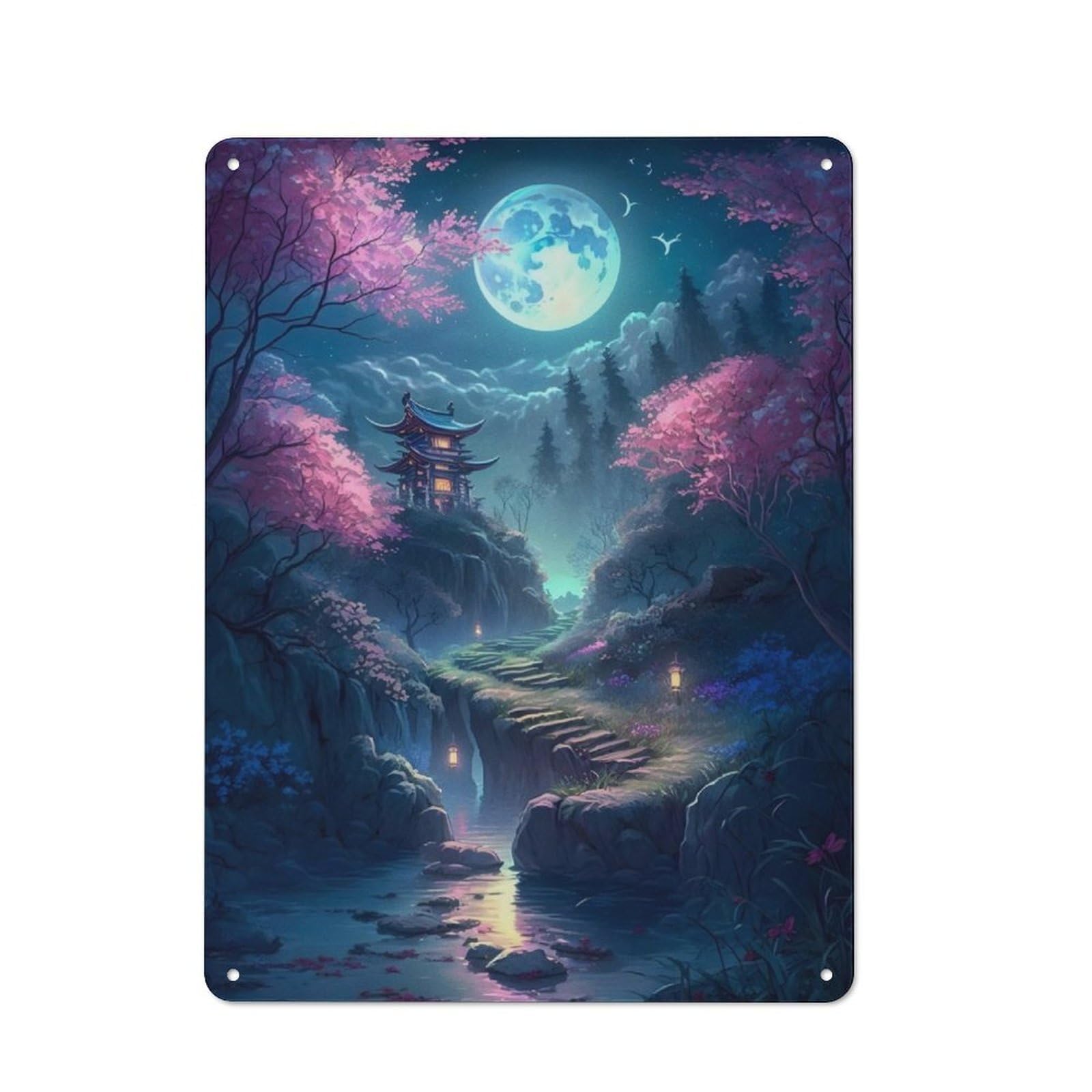 Mysterious Night Metal Wall Sign 40x30cm, Rustic Decor for Hallway Wall, for Metal Sign Collectors, for Garage And Workshop Walls