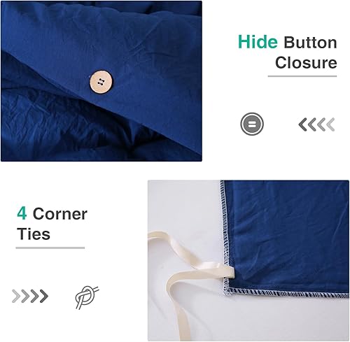 Miniatura 2 de APSMILE Juego de funda de edredón de peonía azul marino, 3 piezas con 1 funda de edredón de 106 x 90 pulgadas y 2 fundas de almohada (sin edredón),