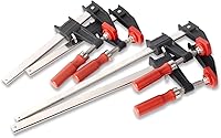 BESSEY GSCC4PK-C F-Style Clamp Set for Woodworking: 2x6" & 2x12" Clamps, 600 lb Force, Ergonomic Wood Handles, Replaceable Pads