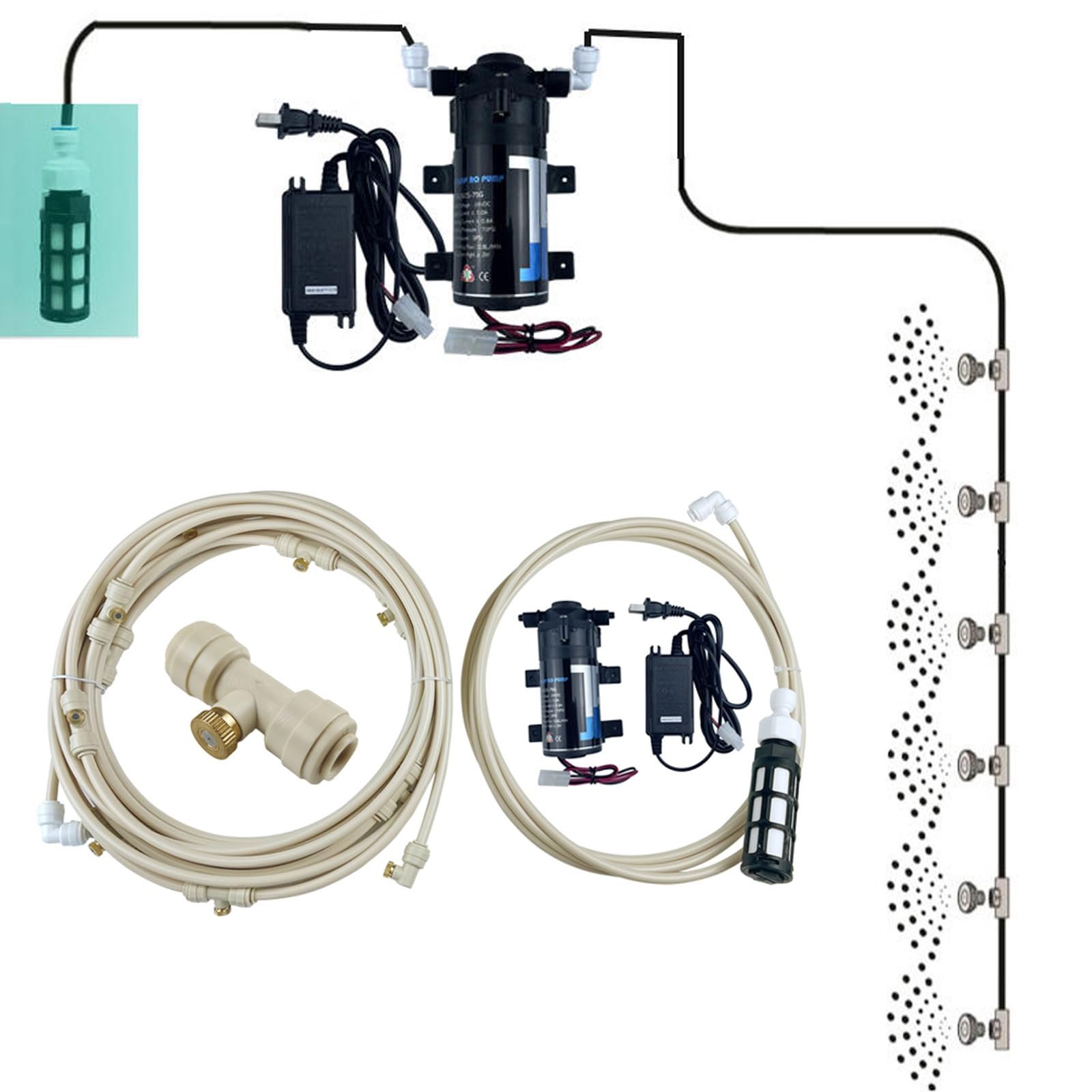 Sisteme de Nebulización Refrigeración con Bomba, Kit Nebulizador Terraza Jardín, Sisteme de refrigeración de nebulización for Exteriores (Size : 20M(65.6ft)-30 nozzles)