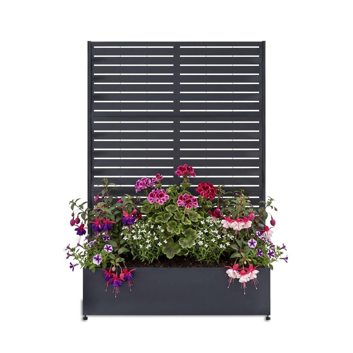 Metzler Sichtschutz Garten mit Pflanzkasten, Stahl, Rankgitter, Anthrazit