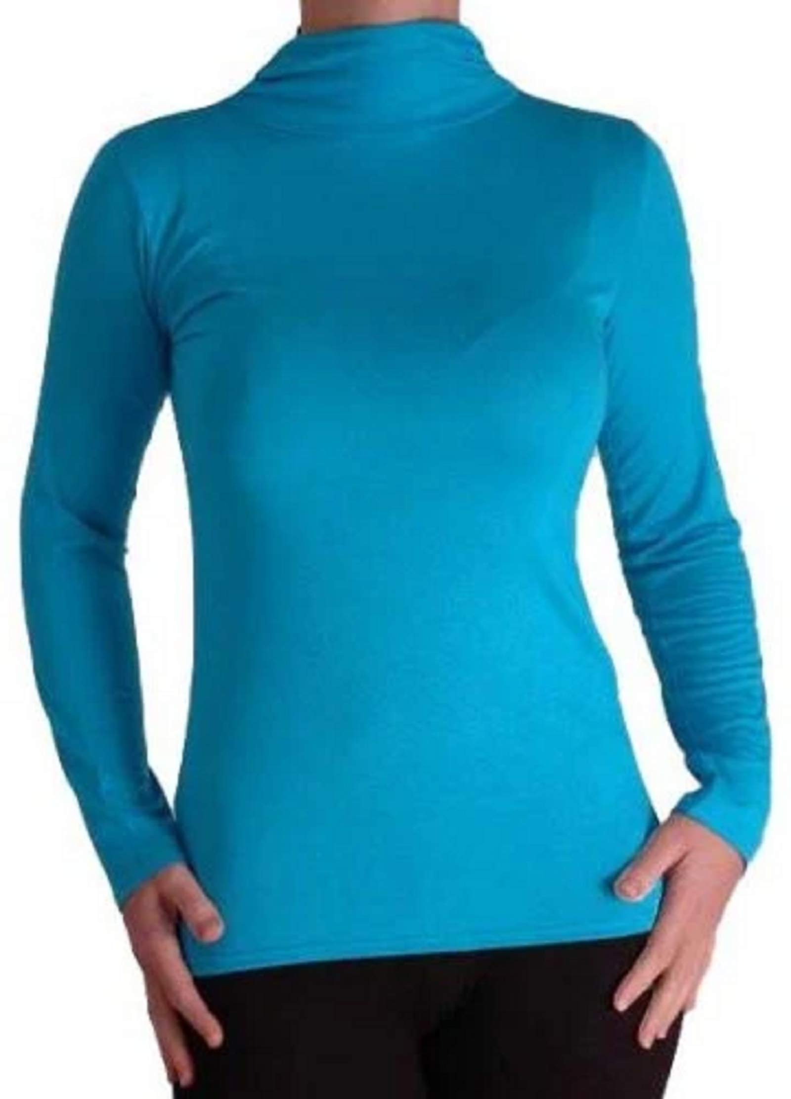 EyeCatch - Womens Basic Stretch Polo Neck (Small/Medium, Turquoise)