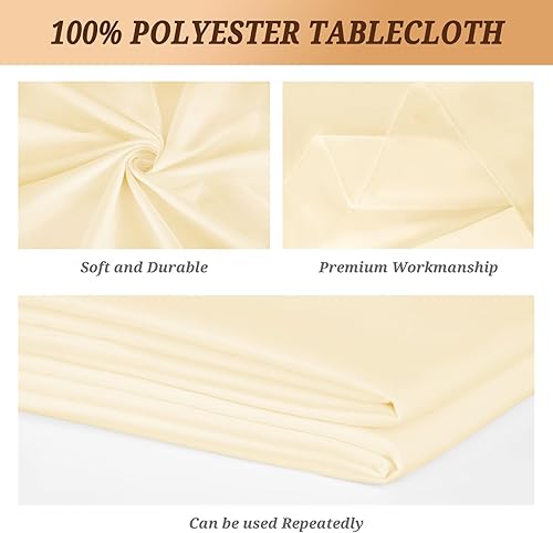 Miniatura 252 de Pesonlook Paquete de 4 manteles redondos blancos de 90 pulgadas, mantel de poliéster para mesas redondas, mantel lavable, resistente a las manchas