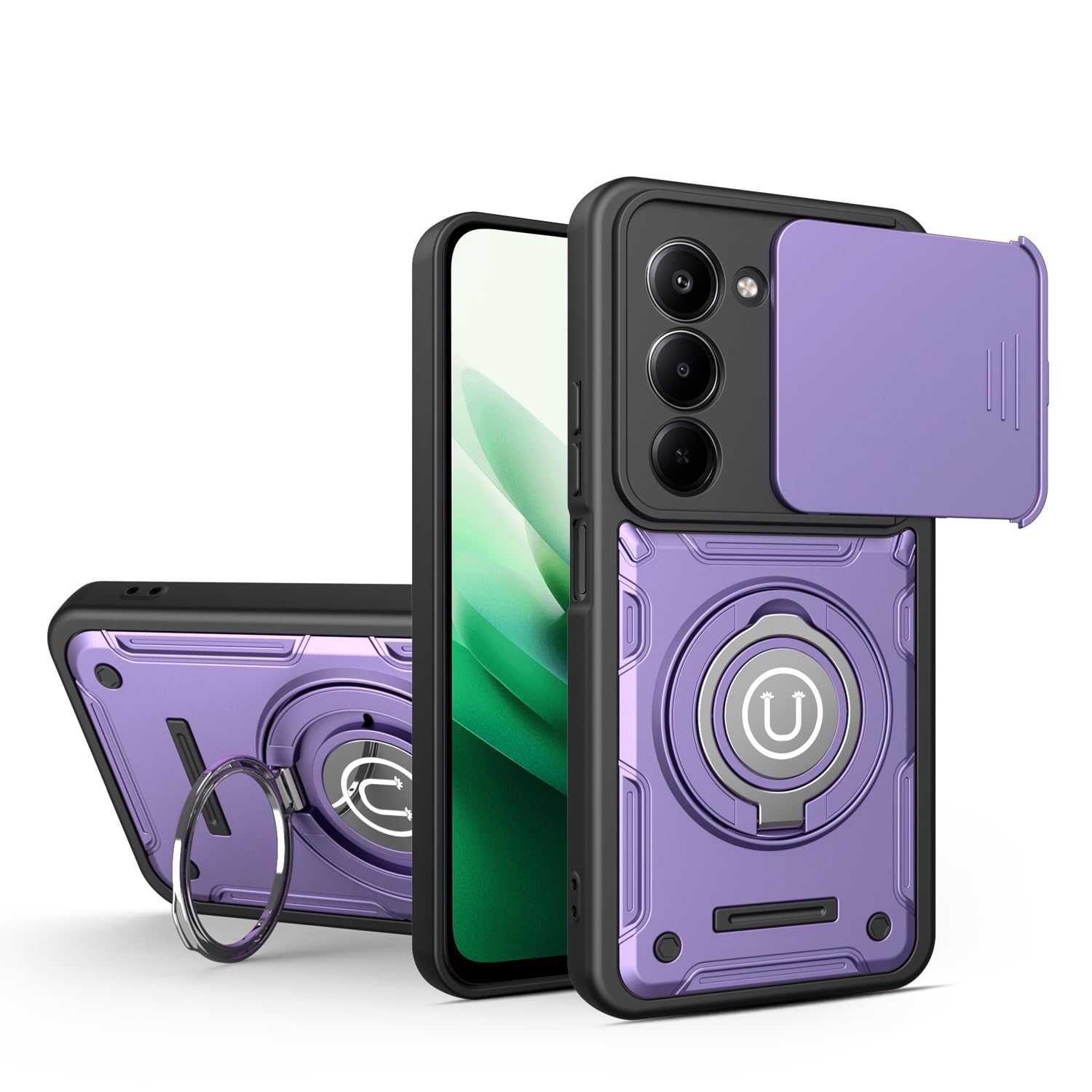 Coque Xiaomi Redmi 15 antichoc robuste housse de protection arrière violette avec support - 8