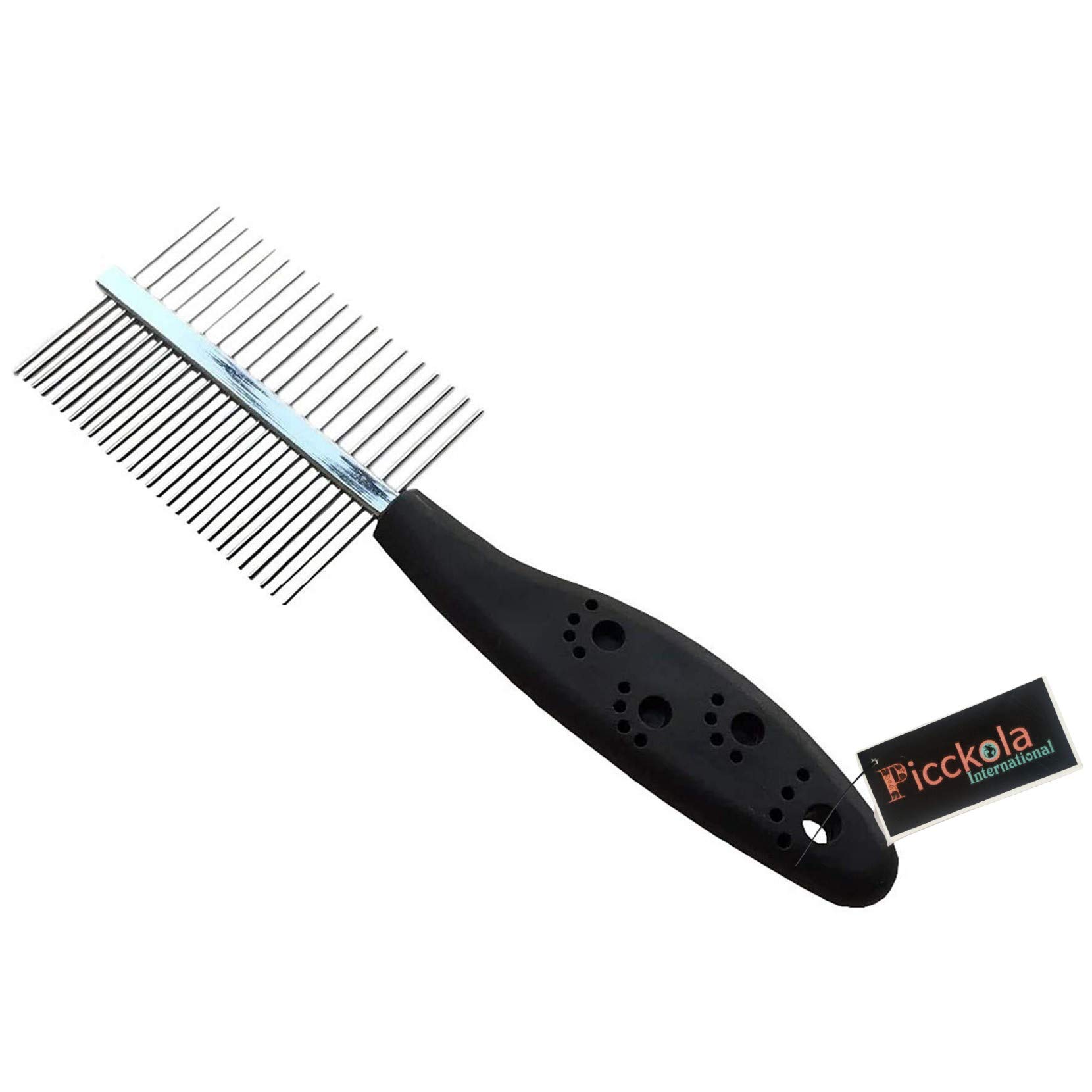 Picckola International (Double Side) Comb Stainless Steel Pin Dog Grooming Brush with Soft Grip Plastic Handle for Removing Matted Fur, Knots & Tangles, Shedding Comb (B08LLFDKC7) Amazon Price History, Amazon Price Tracker