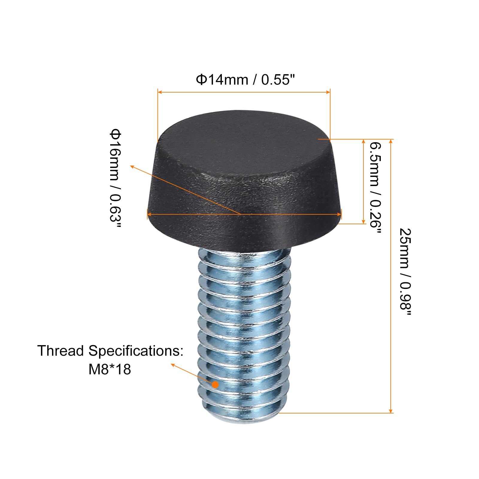 Lot De 8 Pieds De Nivellement Réglables M8 En Caoutchouc Pour Meubles Filetés - Pieds De Nivellement