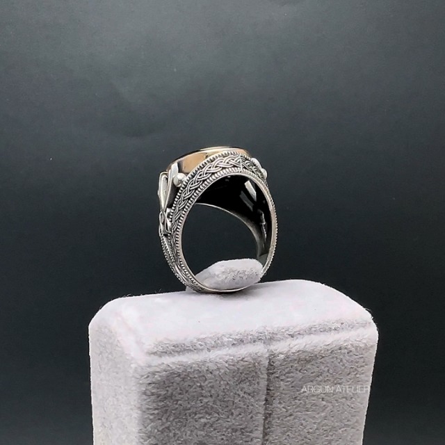 Turkish Islamic Jewelry Zulfiqar Ali Sword Black Onyx 925K