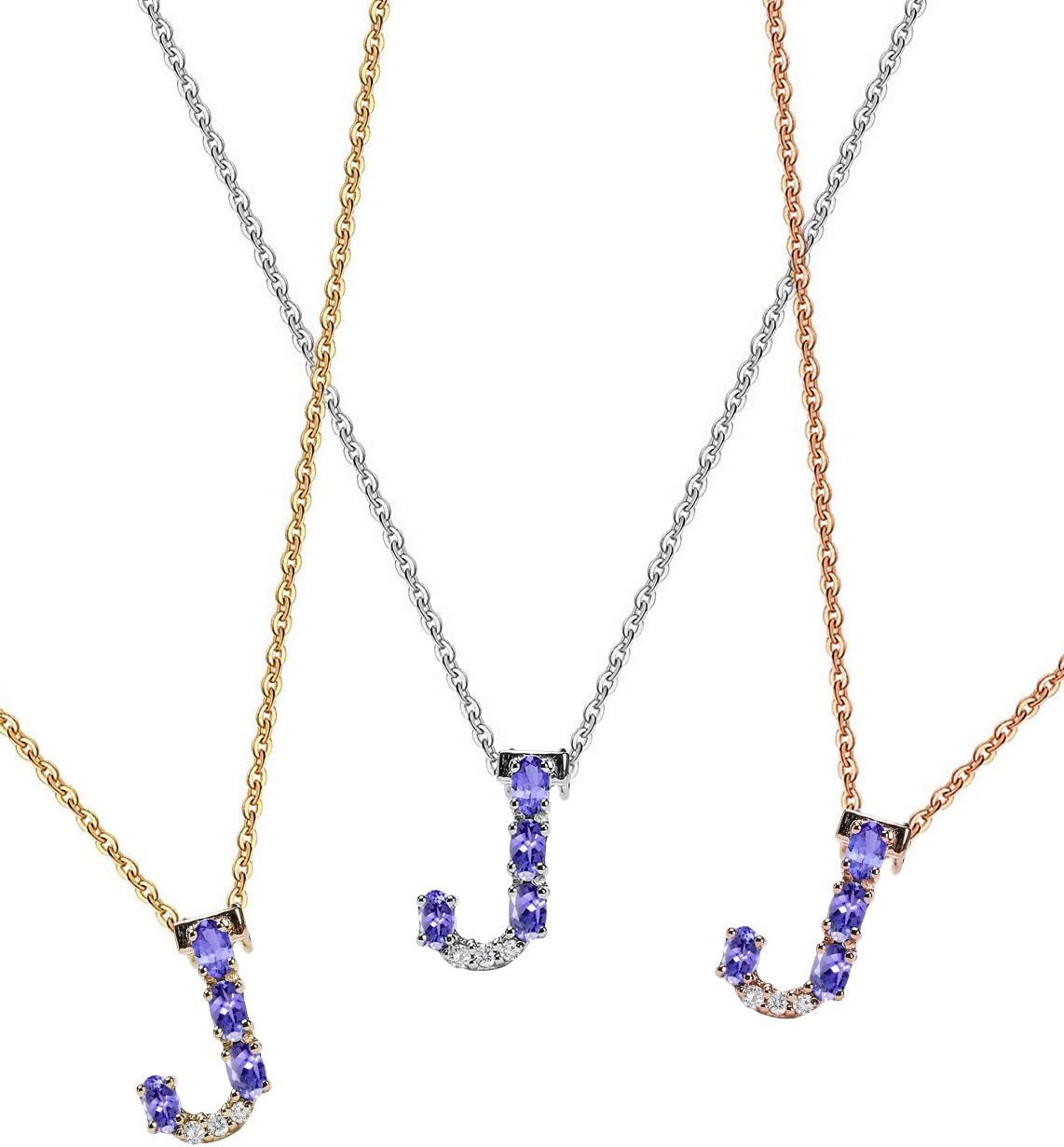 Albert Hern Tanzanite Initial Necklace With Diamonds & 18K Gold Chain | Irresistible Letter Pendants Jewelry | Perfect Valentine’s Day, Anniversary & Birthday Gift