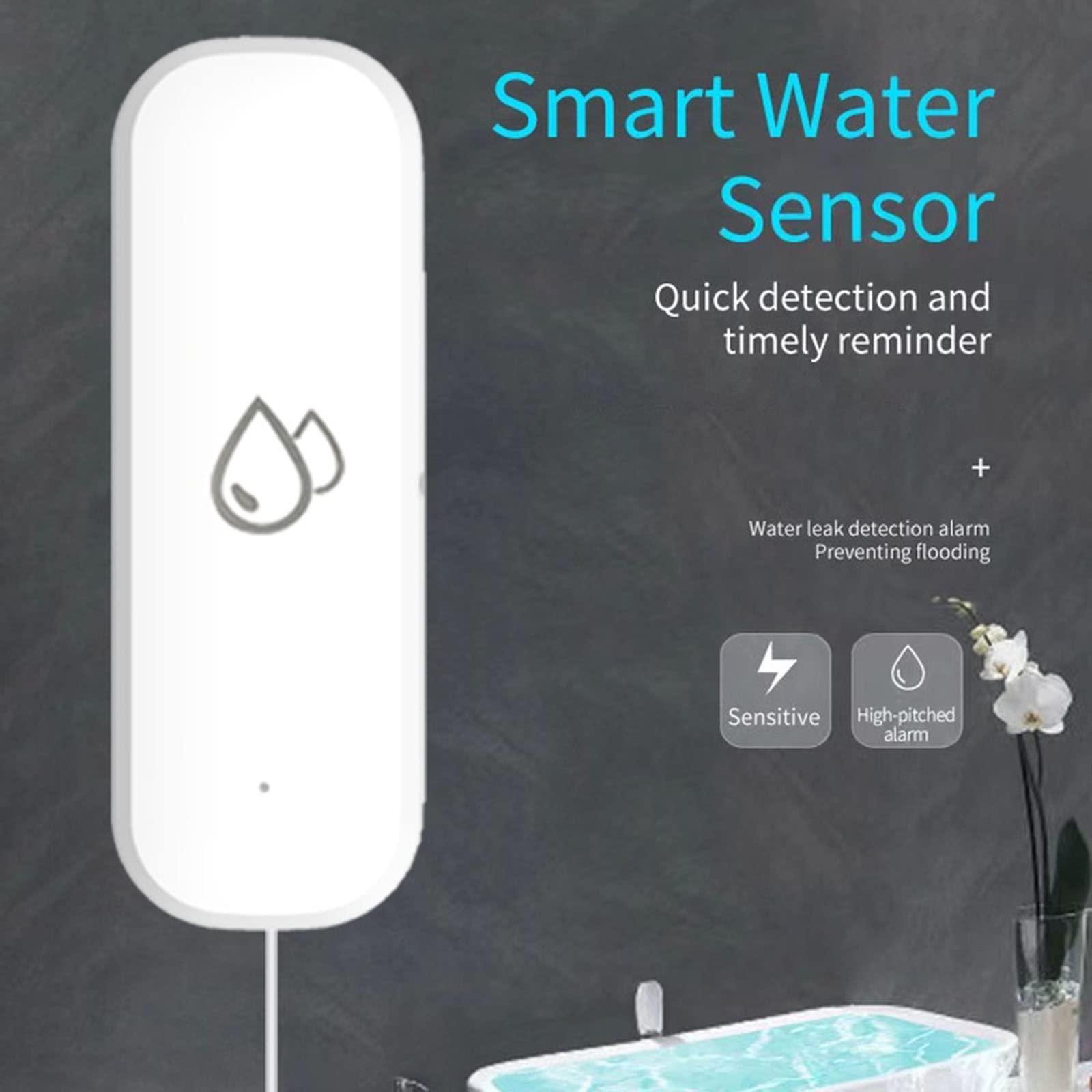 DAZZLEEX Tuya WiFi (2,4 G) Allarme Sensore Acqua, 4 Pz Casa Intelligente Perdita d'Acqua Sensore Immersione Rilevatore App Allarme Temporizzazione