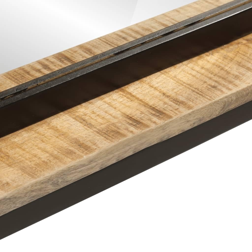 Spiegel mit Ablage aus Glas und massivem Mangoholz 80 x 8 x 55 cm, Wandspiegel für Bad, Flur, Schlafzimmer, Stauraum für Kosmetik und Rasur-Accessoires