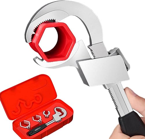 HQSGDMN Llave universal ajustable de doble extremo, llave de fregadero multiusos, redonda con llave de dientes, juego de llaves de media luna de