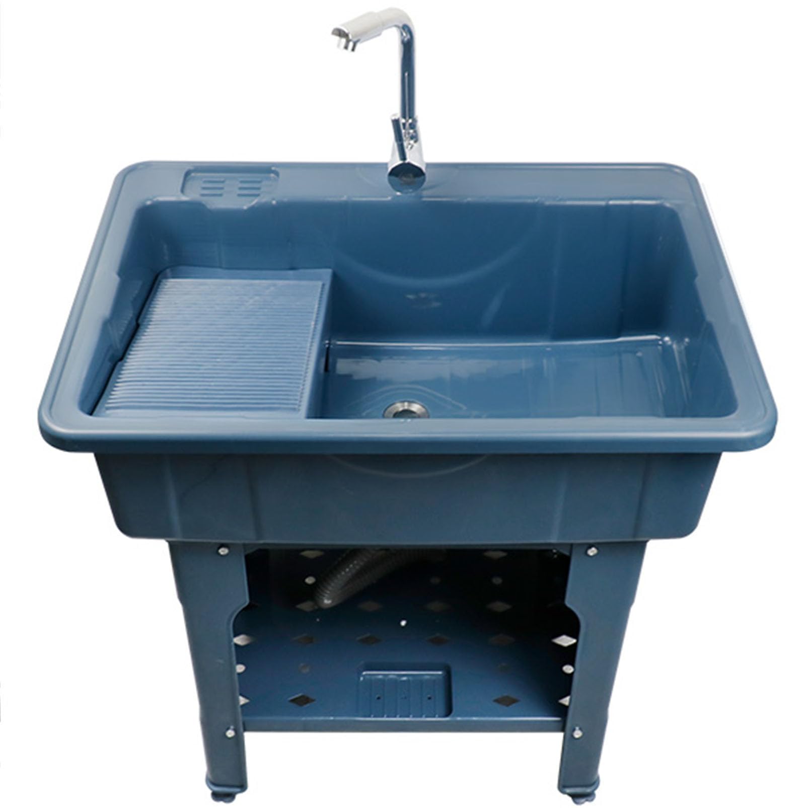 Fregadero para lavandería con Grifo, Fregadero Independiente, Lavabo de plástico para Limpieza, Lavabo Interior y Exterior para Lavar Ropa a Mano, Fregadero para estación de Lavado de Garaje