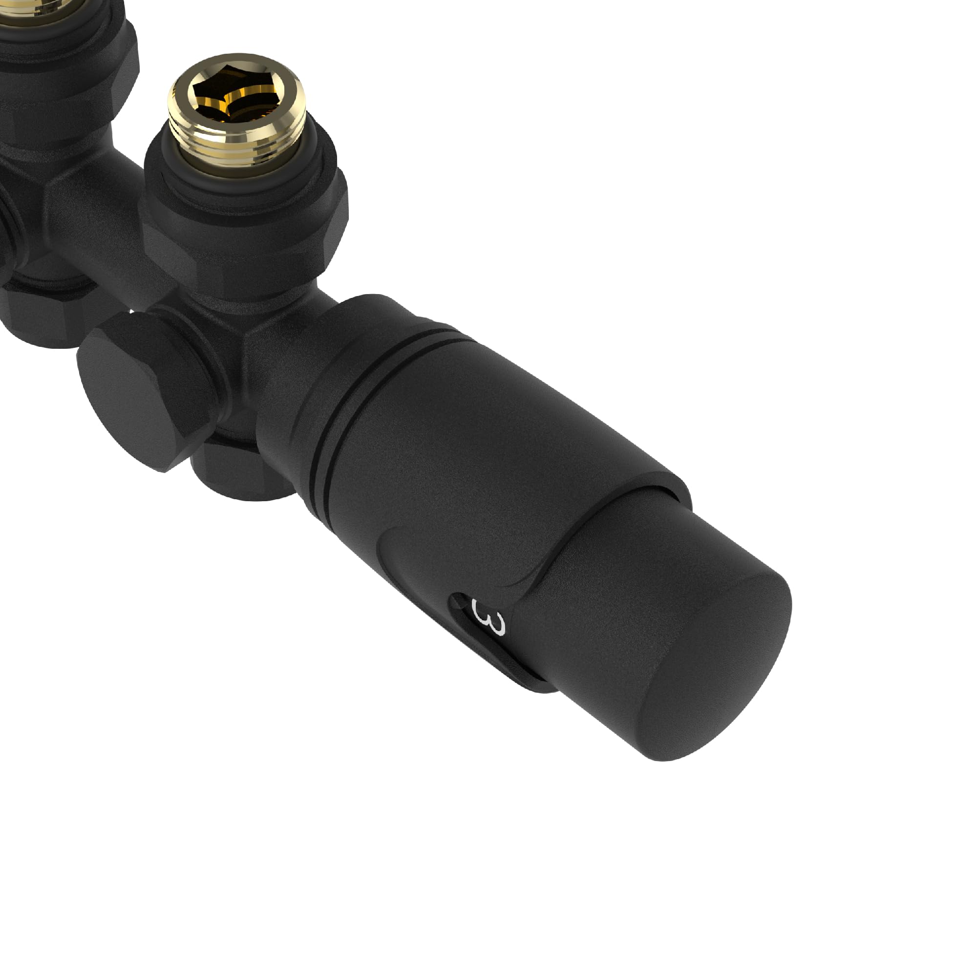 [neu.haus] Kit Valvole Termostatiche Set di Collegamento Multiblock per Termoarredi Bitubi ad Acqua Calda Testa Termostatica a 5 Livelli Regolabili - Nero
