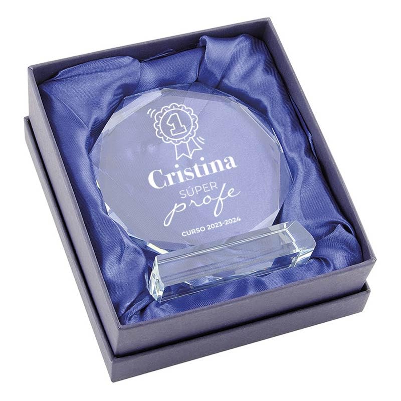 CALLE DEL REGALO Trofeo de Cristal Octagonal con Base | Premio Personalizado para Profesor | con Caja incluida