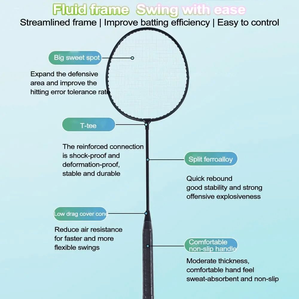 Player Badminton Racket Set | Backyard Games Alloy Rackets Badminton Rackets With Carrying Bag