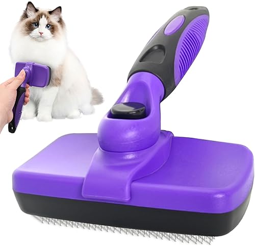 Self Cleaning Slicker Brush for Dogs & Cats, Skin Friendly Deshedding Grooming Tool, Hair Removal, Pet Supplies Accessory