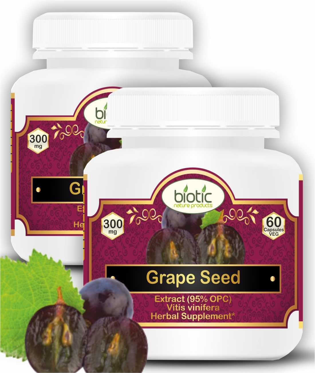Biotic Natural Grape Seed Extract - Grapeseed Capsule - 120 Veg Capsules (Pack of 2)-image-19
