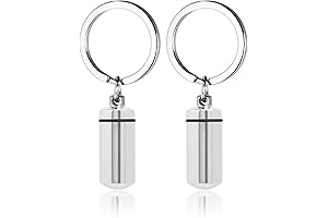2PCS Cremation Jewelry for Ashes Pendant Urn Necklace Keychains Cylinder with Silver...