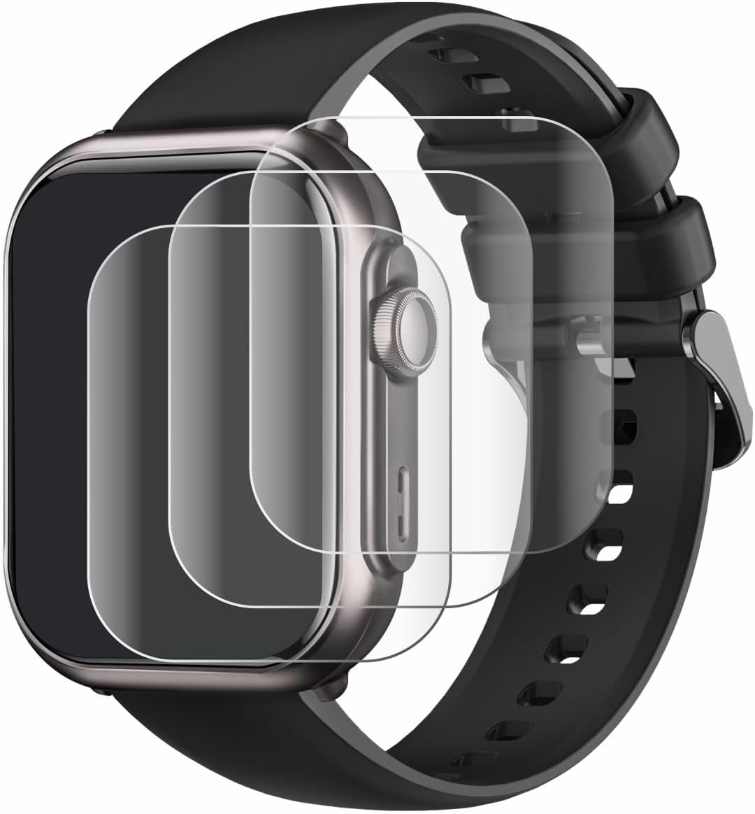 (4 Pack Full-Screen Protection Film Compatible with Fosmet Smartwatch 1.83" Full Cover Screen Protector 3D Curved [Edge to Edge]