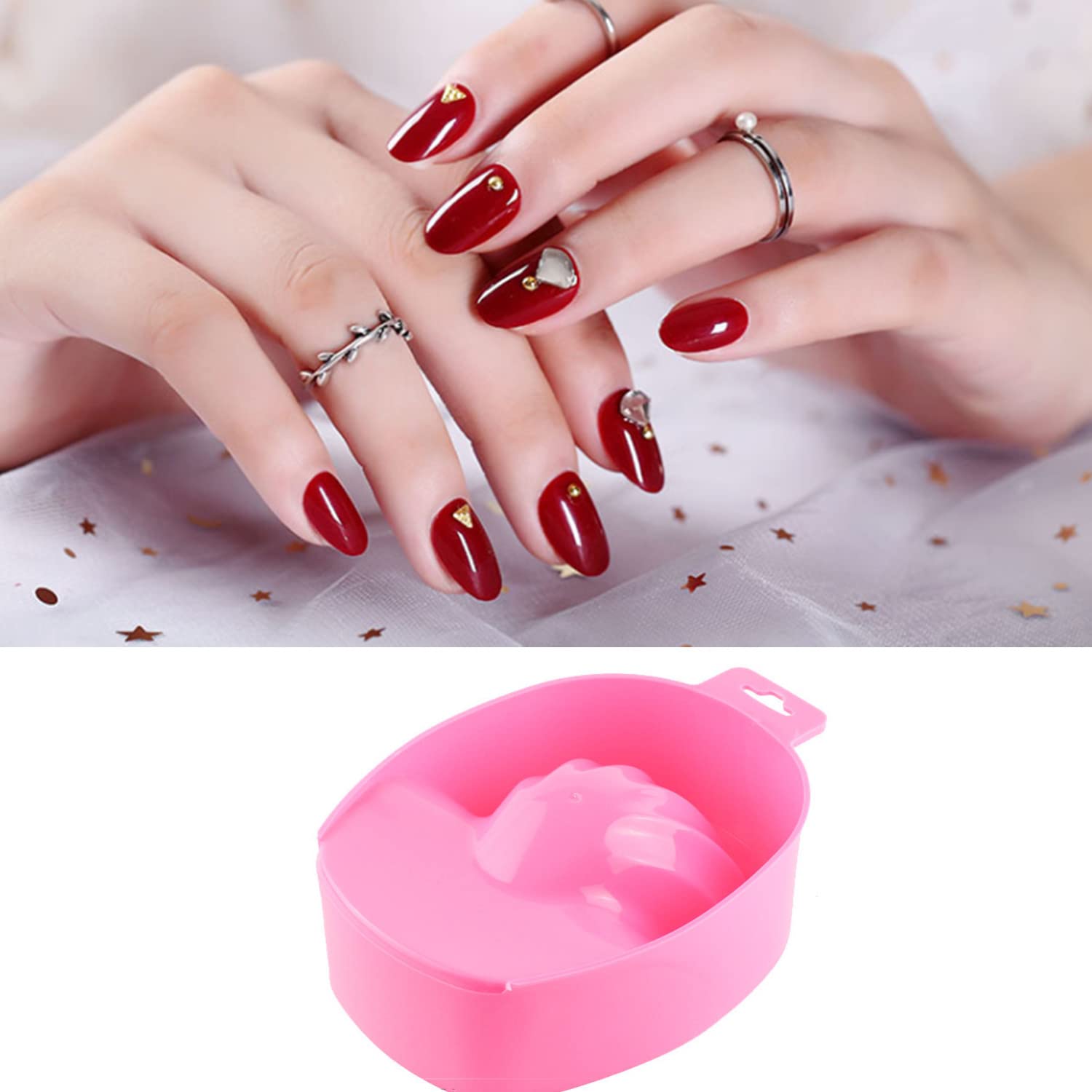 CONGGUAN 2 Pack Nail Soaking Bowl Set Heat-Resistant Gel Polish Remover Bowl with Non-Slip Base Ergonomic Design for Home Salon & Professional Use (Pink) - Image 2