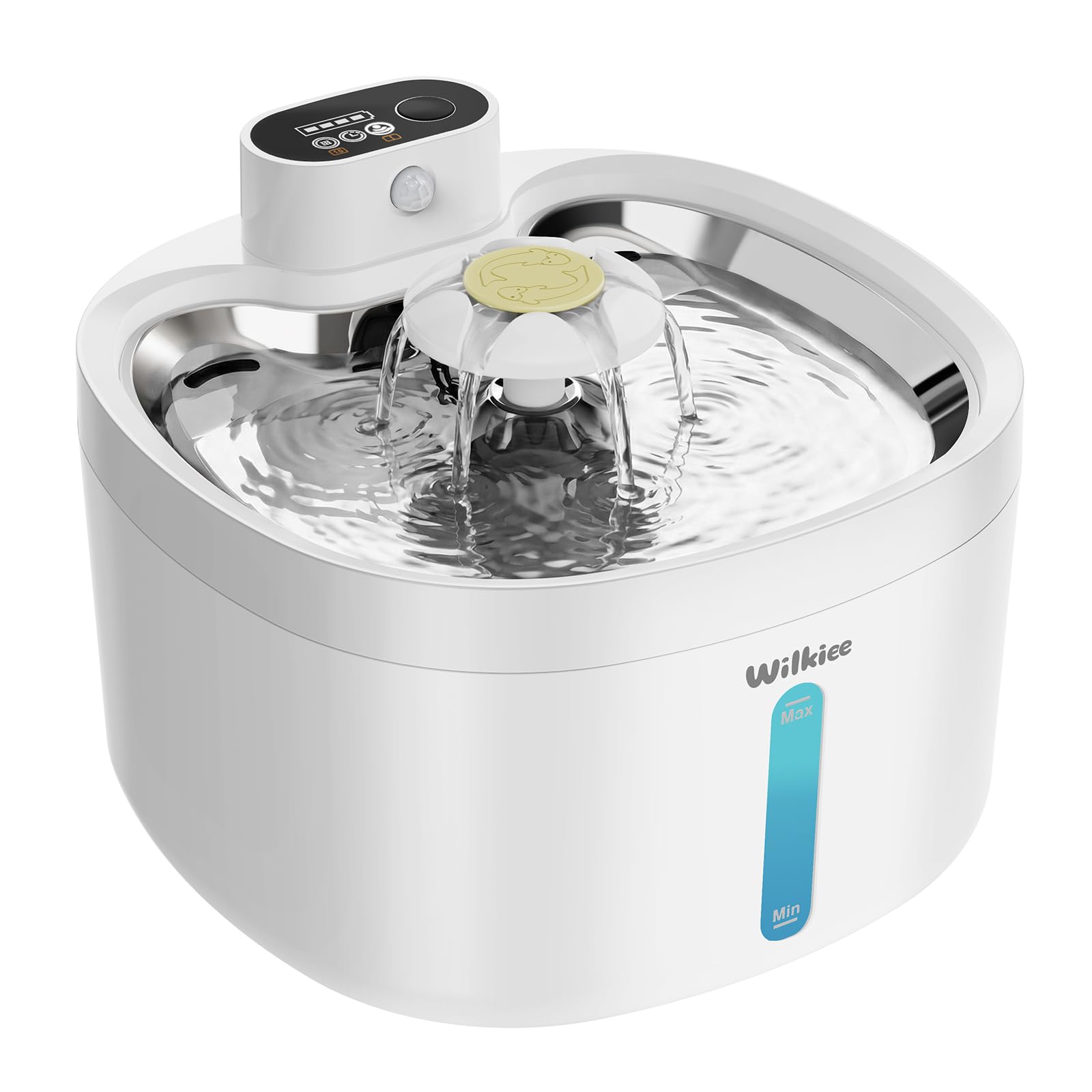Fuente para gatos inalámbrica, 2,8 L, con 3 filtros, batería de 4000 mAh y ultrasilenciosa (< 20 dB), fuente para gatos con sensor, carcasa de acero inoxidable y modo de tiempo, para gatos y perros