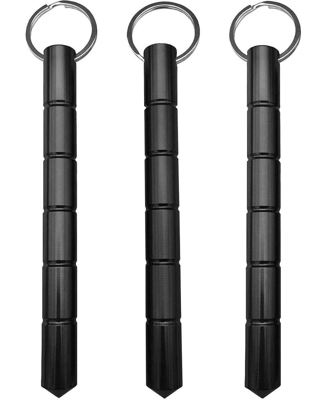 Kubaton Keyring Aluminum Solid Black Safety Keychain, Self Defense Weapon for Women Ladies Girls