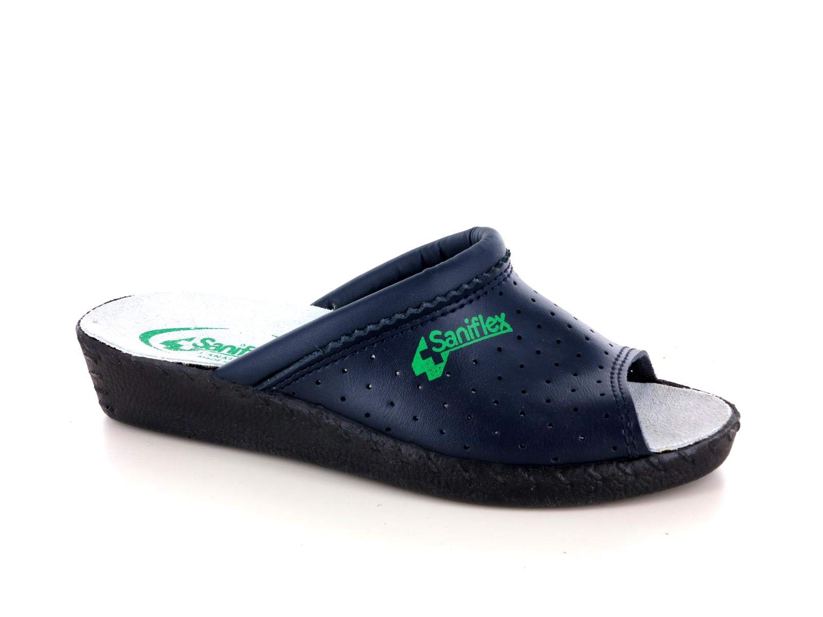 SANIFLEX Ciabatte Pelle Donna Aperta Punta Fiori (35, Blu) : Amazon.it: Moda