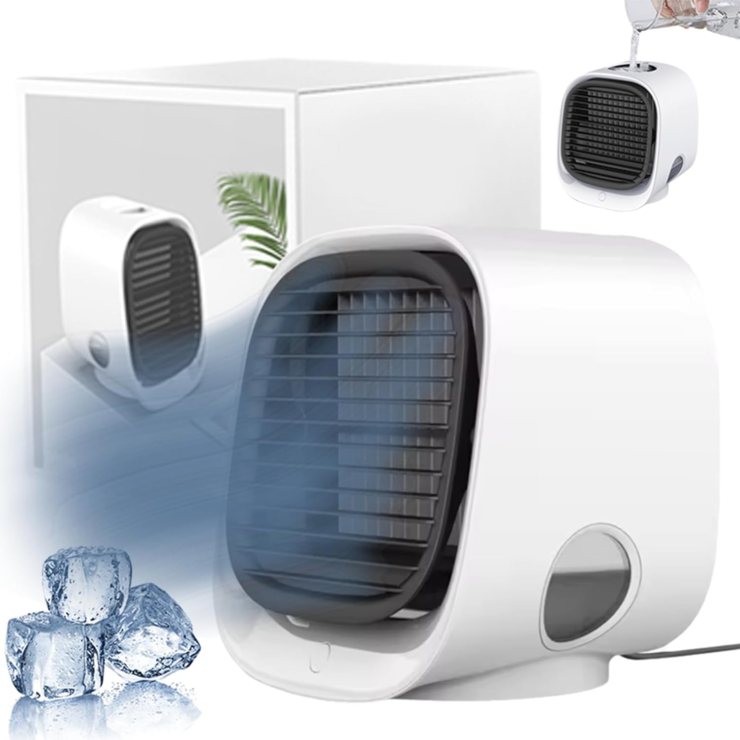 JHDZ Oribreeze Air Conditioning,Oribreeze Portable Air Conditioner,New Upgrade Ori Breeze Desktop Air Conditioner With Night Light Cooling Fan For Car Camping Office Room,White