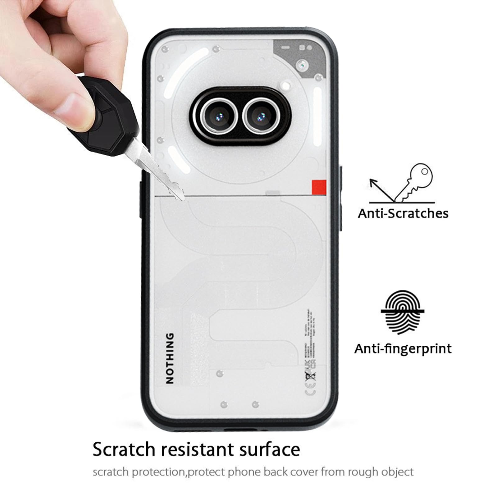 DERHAN Cover per Nothing Phone 2a / 2a Plus con 2 Pezzi Vetro Temperato, Custodia Protettiva Resistente Antiurto Robusta Case con Supporto - Nero