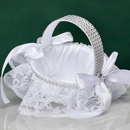 Miniatura 7 de ikasus 2 cestas para niña de flores, cesta de flores de boda, cesta de boda de encaje rústico occidental, cesta de pétalos románticos dulces, cesta