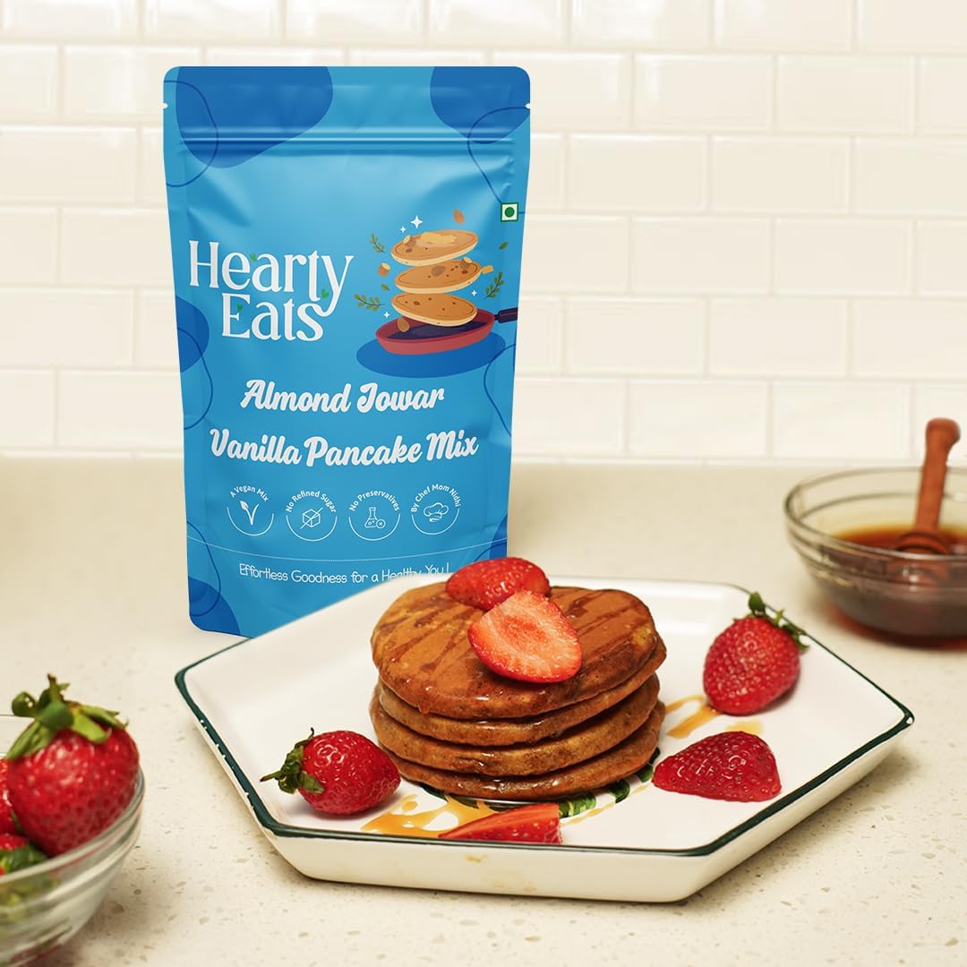 Hearty Eats Almond Jowar Vanilla Pancake Mix | Easy & Instant Breakfast Mix made with Almond Jowar| High Protein, High Fiber, Low Carbs | No Maida, No Refined Sugar, No Preservatives | (Vegan, 225 Grams, Pack of 1) (B0DB1JTK8G) Amazon Price History, Amazon Price Tracker