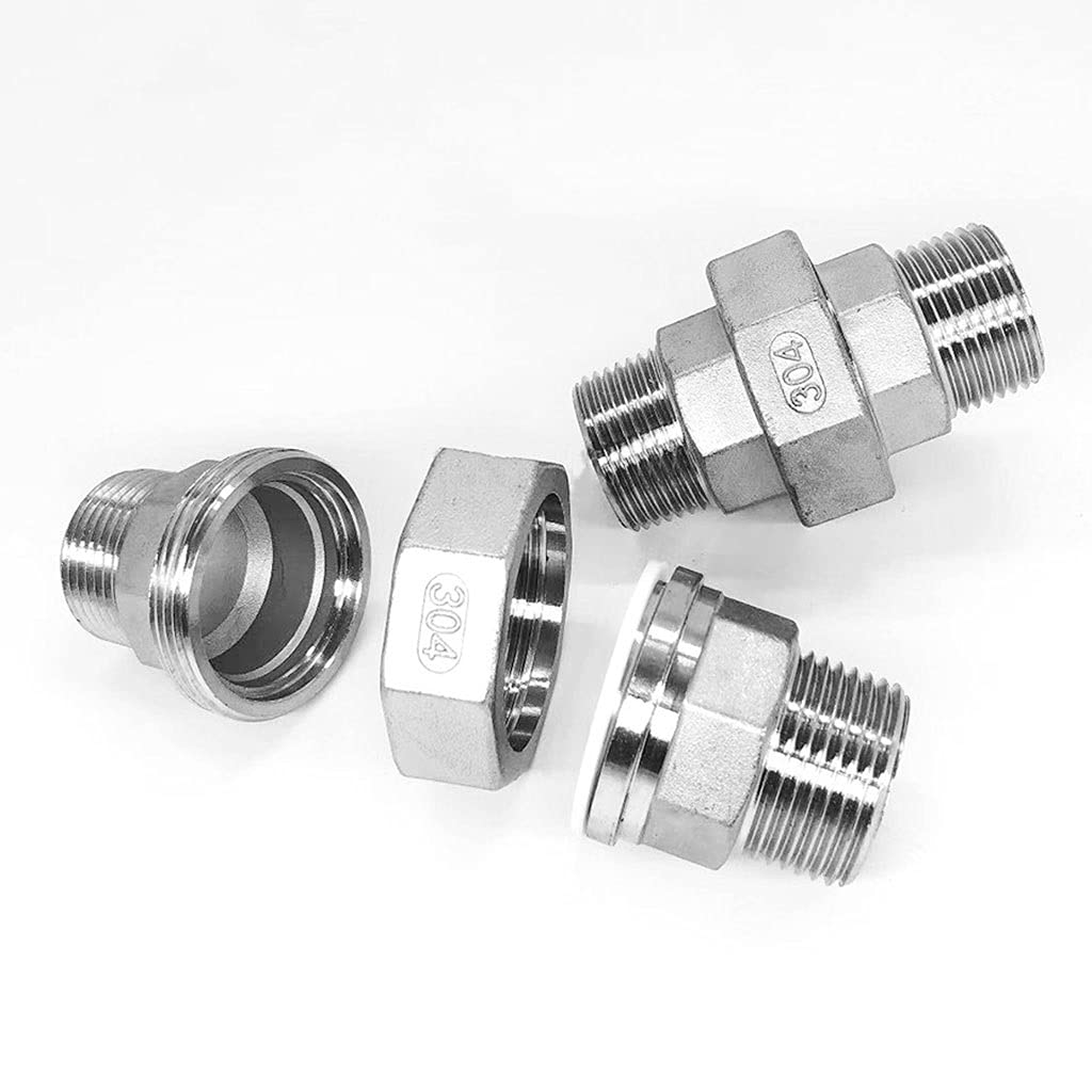 1 Stück 304 Edelstahl BSP Stecker auf Außengewinde Kupplung Union Anschluss Rohrverschraubung –(1/2Inch)