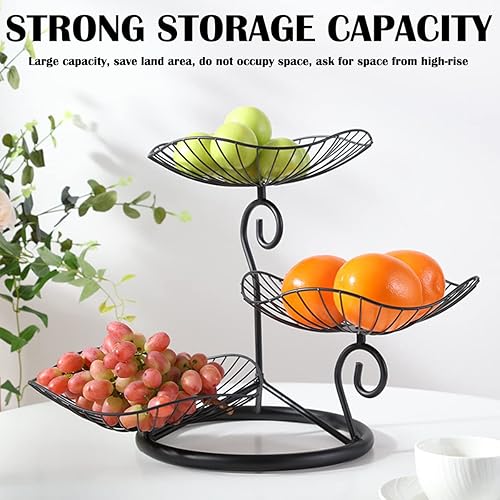 Miniatura 6 de DOERDO - Soporte para cesta de frutas de 3 niveles, soporte decorativo para cuencos de frutas, soporte de mesa para encimera de verduras, pan y