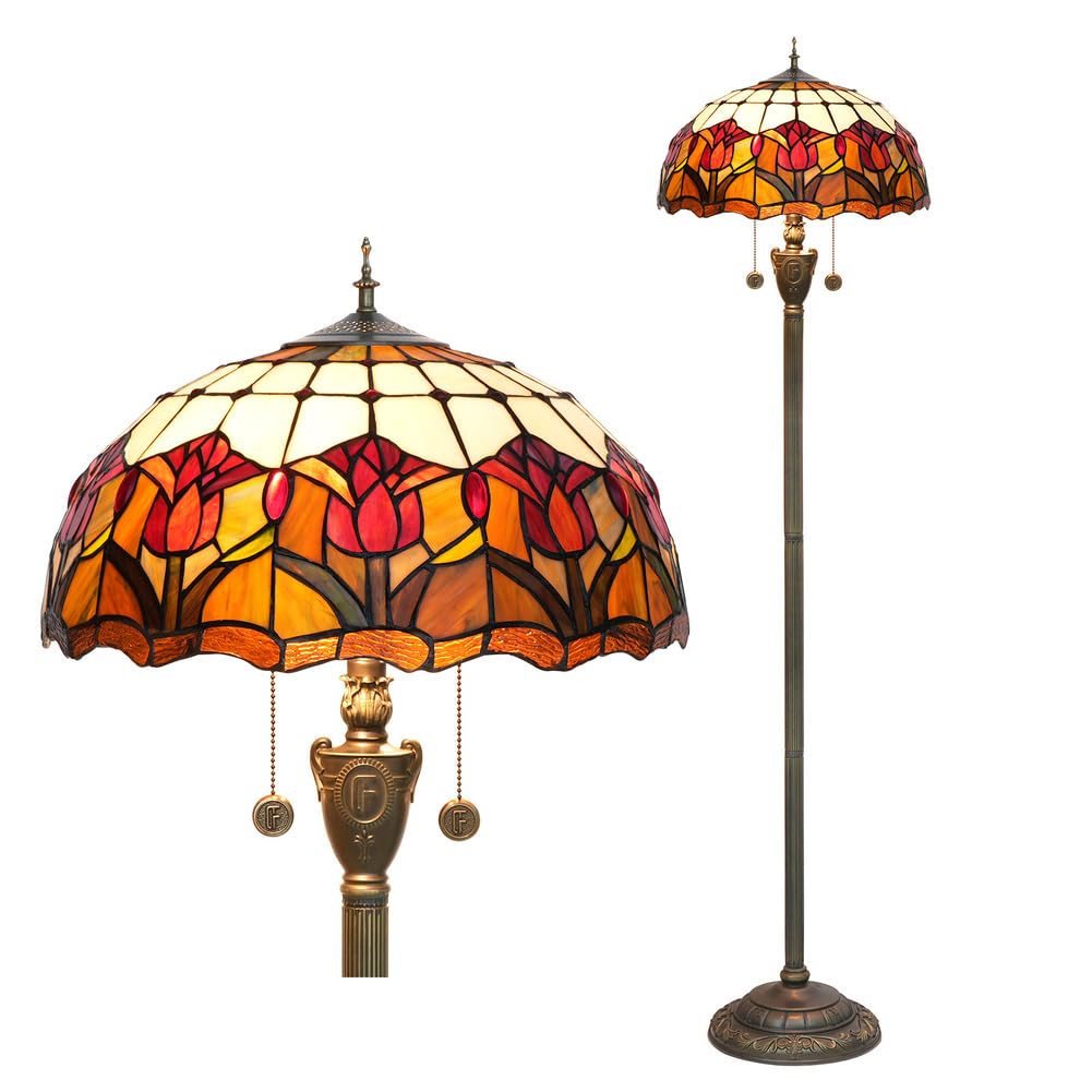 TTDGYYXW Lampada da con Foglia in Vetro colorato, Alta 63 Pollici per Soggiorno, Camera da Letto e Arredamento per Angolo Lettura