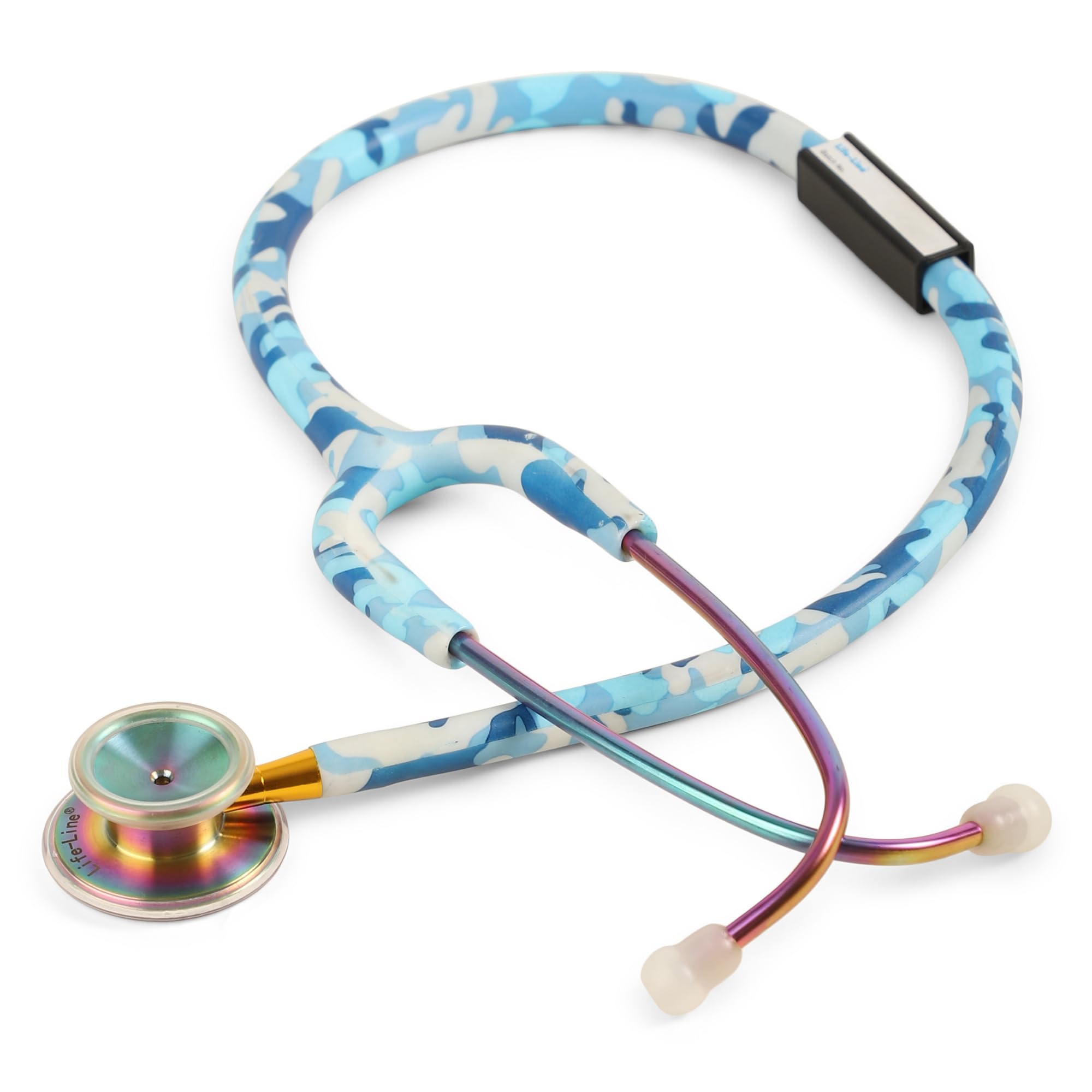 LIFE LINE 'VICTORY BLUE' Stethoscope (Blue Camo with Rainbow Finish) | SingleDiaphragm Chest Piece for Adults | Suitable for Doctors and Students
