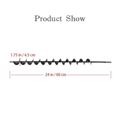 Miniatura 4 de findmall Broca de taladro  Broca de taladro de tierra de 24 pulgadas, vástago hexagonal antideslizante de 0.315 pulgadas, jardinería de patio, poste