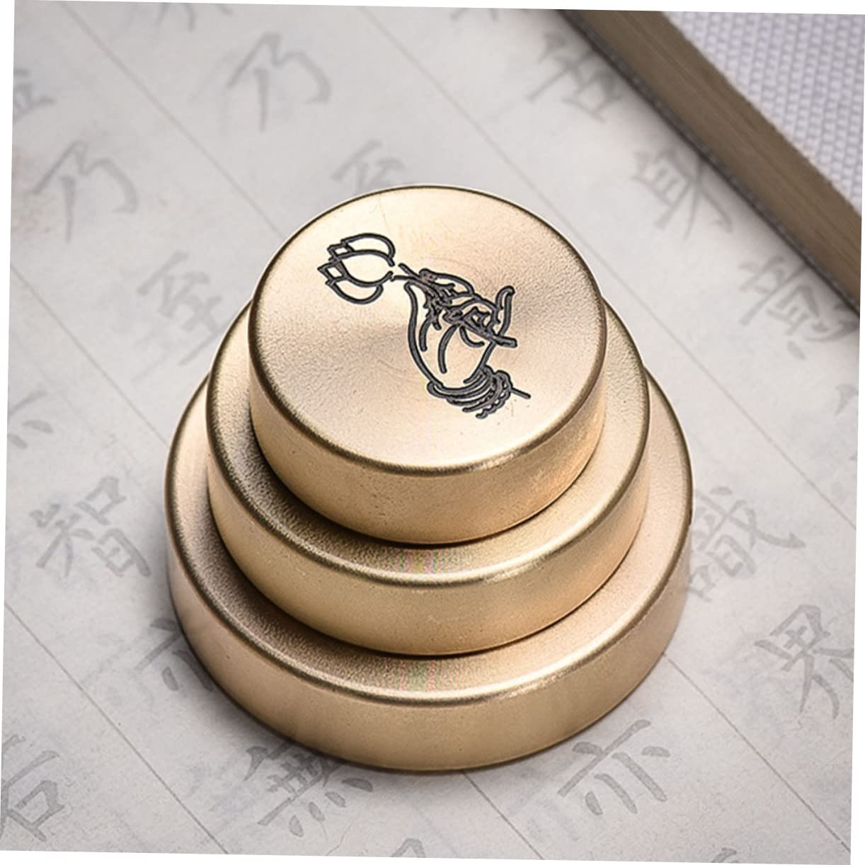 Didiseaon 3pezzi Peso Per Rame Vintage Fermacarte Rotondo Rame Per Calligrafia Cinese Accessorio Per Disegno e Scrittura Leggero e Facile Da Trasportare Design Elegante Per Artisti e