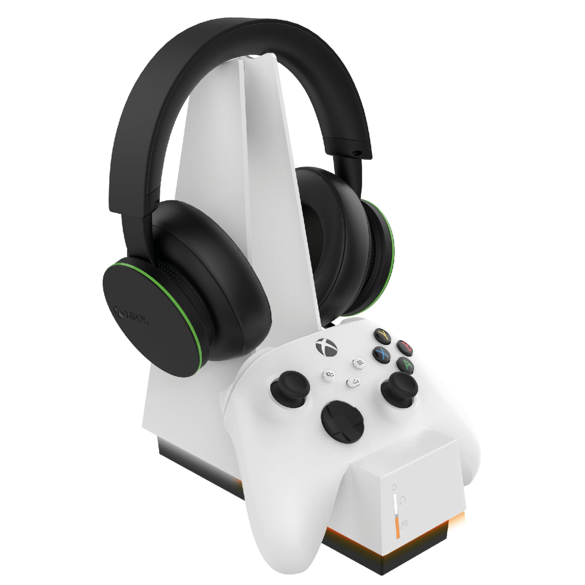 snakebyte Xbox Controller & Headset Ladestation - offiziell lizenziert, 2Std. Schnellladung für Xbox Series X|S/One Controller & Wirelles Headsets, inkl. Controller Akku, 5 Jahre Garantie (Weiß)