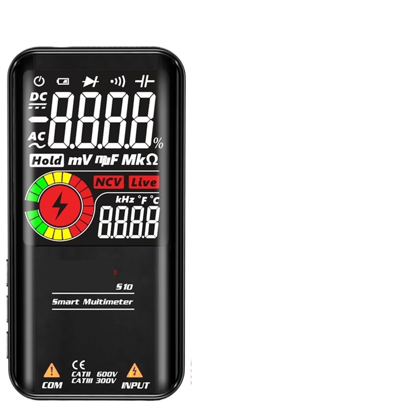 1 pz S10 / S11 / S20 Multimetro digitale intelligente Tensione CA Ohm Diodo NCV Hz Tester for cavi Display a colori(S10 Red AAA)