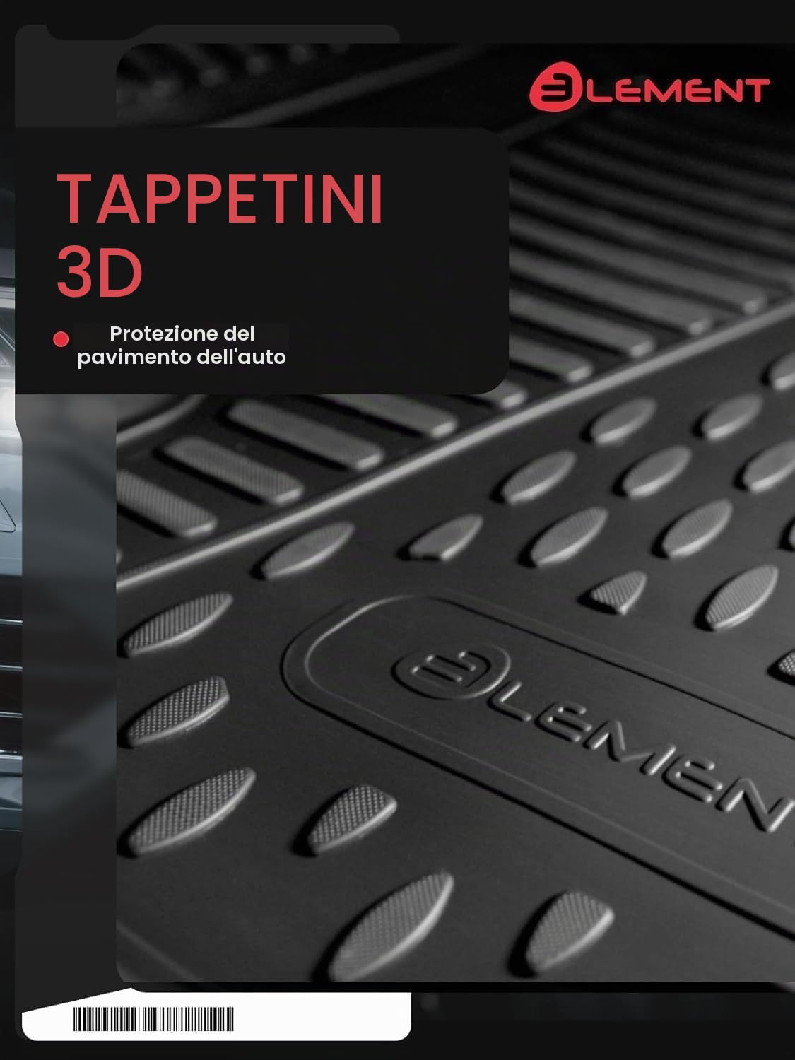 Element Set di tappetini in gomma 3D adatti per Fiat Grande Panda, anno di costruzione 2025, elettrici, 100% su misura, tappetini in gomma auto, tappetini in gomma per auto