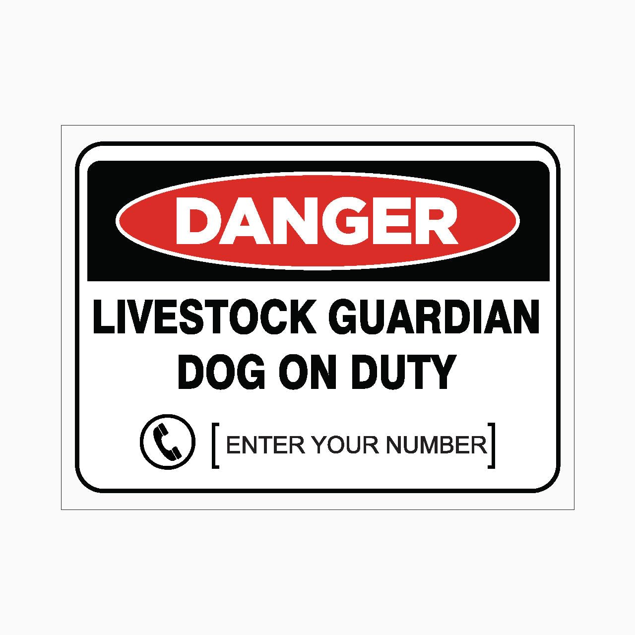 LIVESTOCK GUARDIAN DOG ON DUTY Sign, 12x8 Metal Tin Sign, security notice for livestock farms.