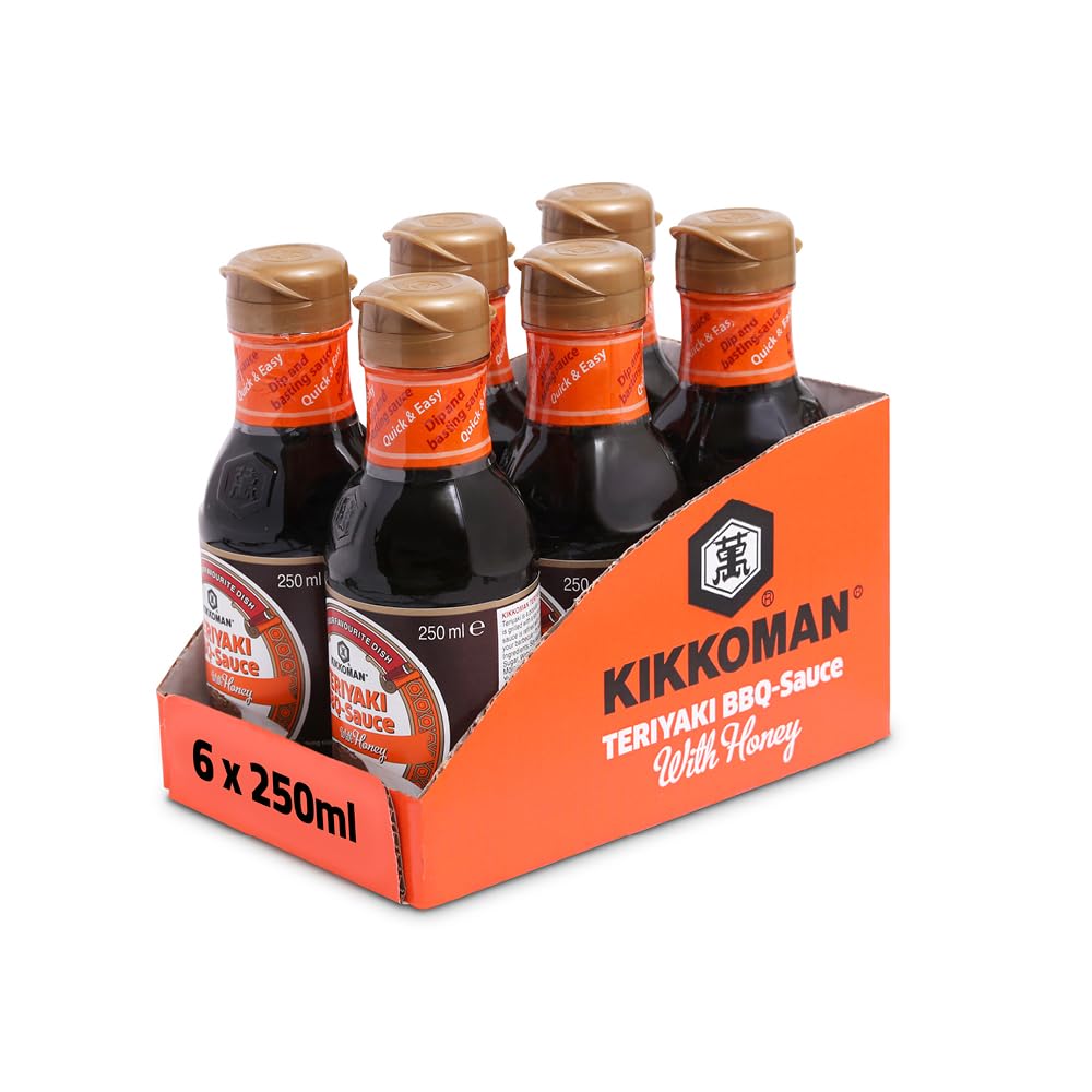 Kikkoman Teriyaki BBQ Honey Sauce, 250ml (Pack of 6)
