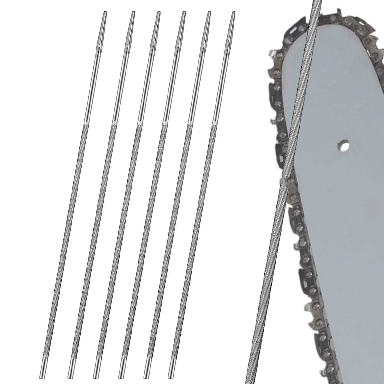 Lime Rotonde per Catene di Motosega,4.0MM affila Catena Motosega Catene per Motosega lima Catena Motosega 6 Pacchi,Strumento di Affilatura per la Riparazione e l'affilatura delle Catene della Sega
