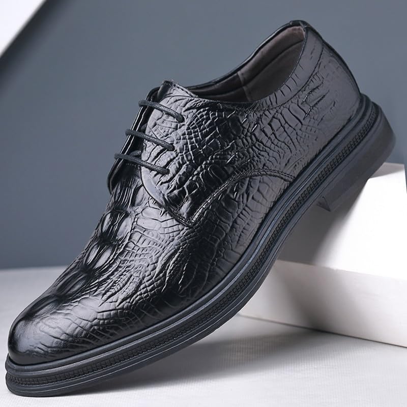 Men's Retro Lace-up Casual Oxford Shoes Comfortable Fashion Embossing Suits Shoes Slip Resistant Rubber Soft Sole Business Formal Shoes for Men2