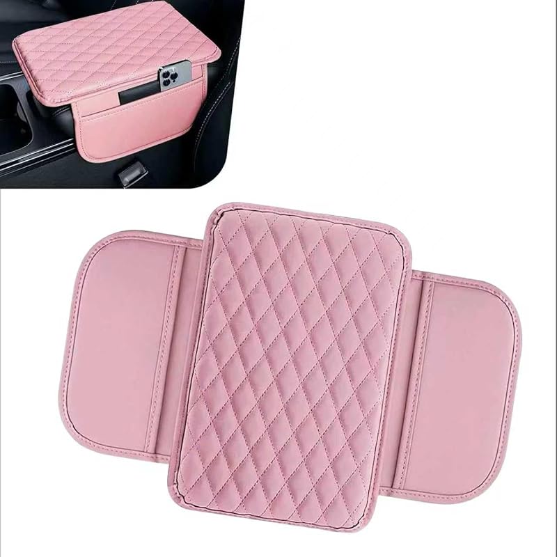 Capa para apoio de braço do console central Opuweiy em couro e espuma – Rosa, 1 unidade